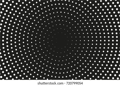  Abstract monochrome halftone pattern. Comic background. Dotted backdrop with circles, dots, point. Design element for web banners, posters, cards, wallpapers, sites. Black and white color