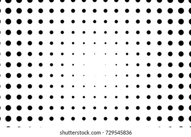 Abstract monochrome halftone pattern. Comic background. Dotted backdrop with circles, dots, point large scale. Design element for web banners, posters, cards, wallpapers, sites. Black and white color
