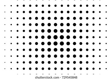 Abstract monochrome halftone pattern. Comic background. Dotted backdrop with circles, dots, point large scale. Design element for web banners, posters, cards, wallpapers, sites. Black and white color