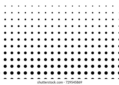 Abstract monochrome halftone pattern. Comic background. Dotted backdrop with circles, dots, point large scale. Design element for web banners, posters, cards, wallpapers, sites. Black and white color