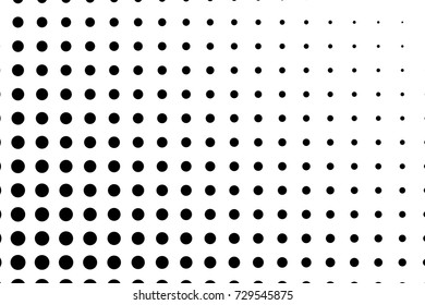 Abstract monochrome halftone pattern. Comic background. Dotted backdrop with circles, dots, point large scale. Design element for web banners, posters, cards, wallpapers, sites. Black and white color
