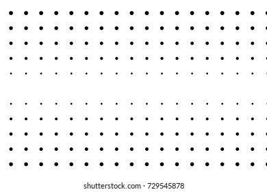 Abstract monochrome halftone pattern. Comic background. Dotted backdrop with circles, dots, point large scale. Design element for web banners, posters, cards, wallpapers, sites. Black and white color