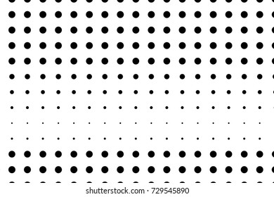 Abstract monochrome halftone pattern. Comic background. Dotted backdrop with circles, dots, point large scale. Design element for web banners, posters, cards, wallpapers, sites. Black and white color