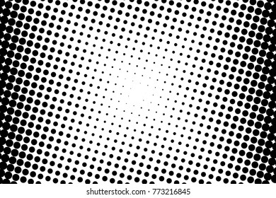 Abstract monochrome halftone pattern. Comic background. Dotted backdrop with circles, dots, point. Design element for web banners, posters, cards, wallpapers, sites. Black and white color