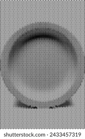 Abstract monochrome halftone pattern creating a facial illusion.