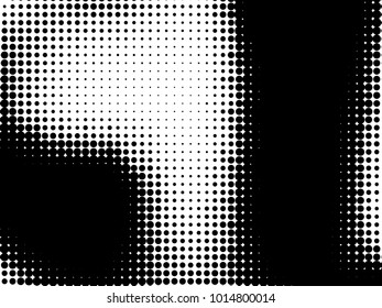 Abstract monochrome halftone pattern. Futuristic panel. Grunge dotted backdrop with circles, dots, point. Design element for web banners, posters, cards, wallpapers, sites. Black and white color