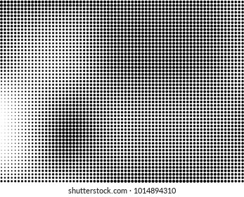 Abstract monochrome halftone pattern. Futuristic panel. Gunge dotted backdrop with circles, dots, point. Design element for web banners, posters, cards, wallpapers, sites. Black and white color