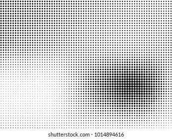 Abstract monochrome halftone pattern. Futuristic panel. Gunge dotted backdrop with circles, dots, point. Design element for web banners, posters, cards, wallpapers, sites. Black and white color