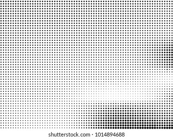 Abstract monochrome halftone pattern. Futuristic panel. Gunge dotted backdrop with circles, dots, point. Design element for web banners, posters, cards, wallpapers, sites. Black and white color