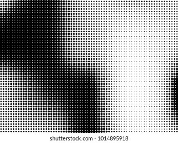 Abstract monochrome halftone pattern. Futuristic panel. Gunge dotted backdrop with circles, dots, point. Design element for web banners, posters, cards, wallpapers, sites. Black and white color