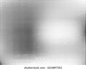 Abstract monochrome halftone pattern. Futuristic panel. Gunge dotted backdrop with circles, dots, point. Design element for web banners, posters, cards, wallpapers, sites. Black and white color