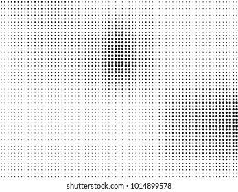 Abstract monochrome halftone pattern. Futuristic panel. Gunge dotted backdrop with circles, dots, point. Design element for web banners, posters, cards, wallpapers, sites. Black and white color