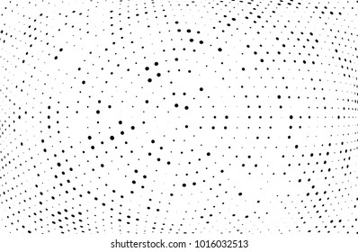 Abstract monochrome halftone pattern. Futuristic panel. Gunge dotted backdrop with circles, dots, point. Design element for web banners, posters, cards, wallpapers, sites. Black and white color