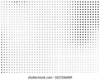 Abstract monochrome halftone pattern. Futuristic panel. Gunge dotted backdrop with circles, dots, point. Design element for web banners, posters, cards, wallpapers, sites. Black and white color