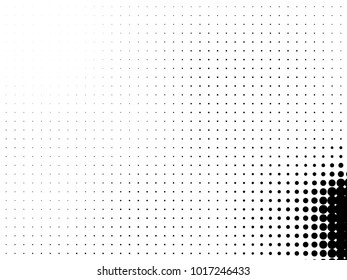 Abstract monochrome halftone pattern. Futuristic panel. Gunge dotted backdrop with circles, dots, point. Design element for web banners, posters, cards, wallpapers, sites. Black and white color