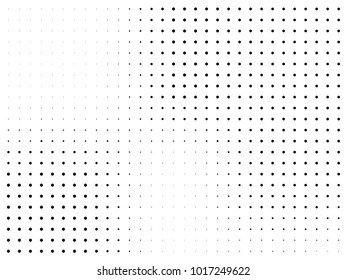Abstract monochrome halftone pattern. Futuristic panel. Gunge dotted backdrop with circles, dots, point. Design element for web banners, posters, cards, wallpapers, sites. Black and white color 