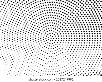 Abstract monochrome halftone pattern. Futuristic panel. Gunge dotted backdrop with circles, dots, point. Design element for web banners, posters, cards, wallpapers, sites. Black and white color