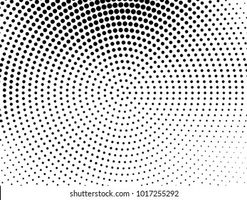 Abstract monochrome halftone pattern. Futuristic panel. Gunge dotted backdrop with circles, dots, point. Design element for web banners, posters, cards, wallpapers, sites. Black and white color