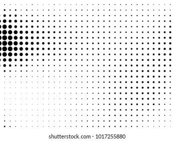 Abstract monochrome halftone pattern. Futuristic panel. Gunge dotted backdrop with circles, dots, point. Design element for web banners, posters, cards, wallpapers, sites. Black and white color