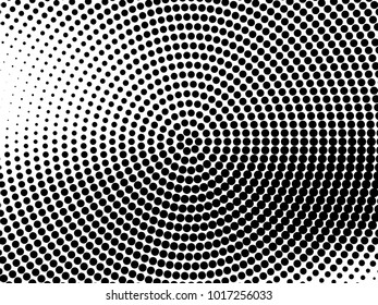 Abstract monochrome halftone pattern. Futuristic panel. Gunge dotted backdrop with circles, dots, point. Design element for web banners, posters, cards, wallpapers, sites. Black and white color