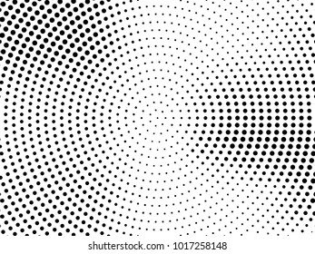 Abstract monochrome halftone pattern. Futuristic panel. Gunge dotted backdrop with circles, dots, point. Design element for web banners, posters, cards, wallpapers, sites. Black and white color