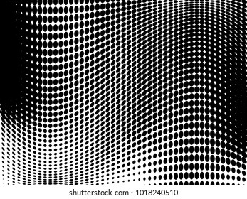 Abstract monochrome halftone pattern. Futuristic panel. Gunge dotted backdrop with circles, dots, point. Design element for web banners, posters, cards, wallpapers, sites. Black and white color