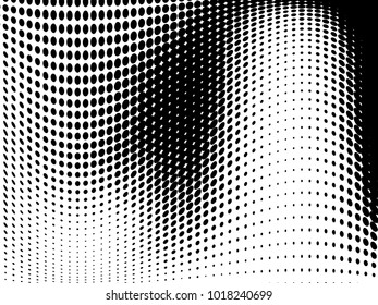 Abstract monochrome halftone pattern. Futuristic panel. Gunge dotted backdrop with circles, dots, point. Design element for web banners, posters, cards, wallpapers, sites. Black and white color