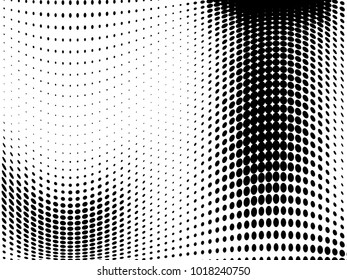 Abstract monochrome halftone pattern. Futuristic panel. Gunge dotted backdrop with circles, dots, point. Design element for web banners, posters, cards, wallpapers, sites. Black and white color