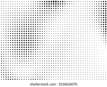 Abstract monochrome halftone pattern. Futuristic panel. Gunge dotted backdrop with circles, dots, point. Design element for web banners, posters, cards, wallpapers, sites. Black and white color