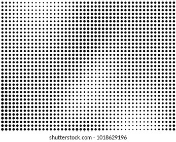 Abstract monochrome halftone pattern. Futuristic panel. Gunge dotted backdrop with circles, dots, point. Design element for web banners, posters, cards, wallpapers, sites. Black and white color