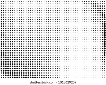 Abstract monochrome halftone pattern. Futuristic panel. Gunge dotted backdrop with circles, dots, point. Design element for web banners, posters, cards, wallpapers, sites. Black and white color