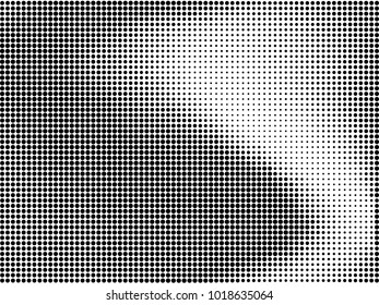 Abstract monochrome halftone pattern. Futuristic panel. Gunge dotted backdrop with circles, dots, point. Design element for web banners, posters, cards, wallpapers, sites. Black and white color