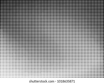 Abstract monochrome halftone pattern. Futuristic panel. Gunge dotted backdrop with circles, dots, point. Design element for web banners, posters, cards, wallpapers, sites. Black and white color
