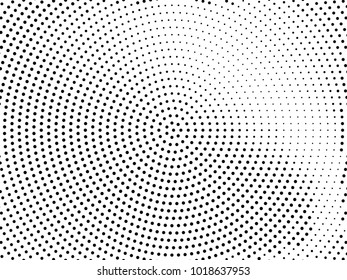 Abstract monochrome halftone pattern. Futuristic panel. Gunge dotted backdrop with circles, dots, point. Design element for web banners, posters, cards, wallpapers, sites. Black and white color