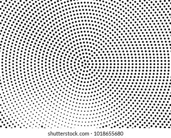 Abstract monochrome halftone pattern. Futuristic panel. Gunge dotted backdrop with circles, dots, point. Design element for web banners, posters, cards, wallpapers, sites. Black and white color