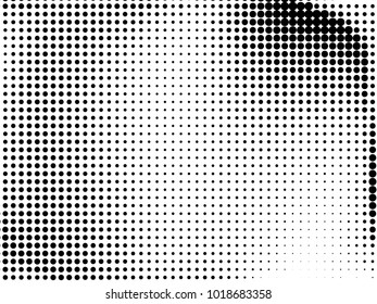 Abstract monochrome halftone pattern. Futuristic panel. Gunge dotted backdrop with circles, dots, point. Design element for web banners, posters, cards, wallpapers, sites. Black and white color 