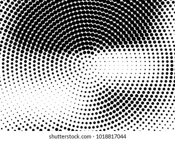  Abstract monochrome halftone pattern. Futuristic panel. Grunge dotted backdrop with circles, dots, point. Design element for web banners, posters, cards, wallpapers, sites. Black and white color