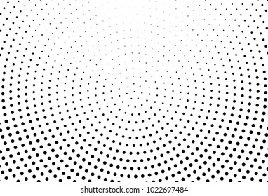 Abstract monochrome halftone pattern. Futuristic panel. Grunge dotted backdrop with circles, dots, point. Design element for web banners, posters, cards, wallpapers, sites. Black and white color
