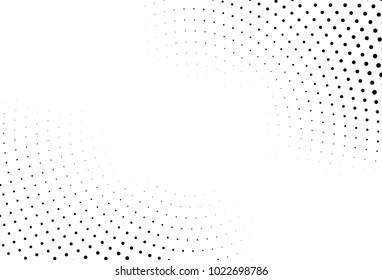 Abstract monochrome halftone pattern. Futuristic panel. Grunge dotted backdrop with circles, dots, point. Design element for web banners, posters, cards, wallpapers, sites. Black and white color