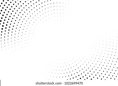 Abstract monochrome halftone pattern. Futuristic panel. Grunge dotted backdrop with circles, dots, point. Design element for web banners, posters, cards, wallpapers, sites. Black and white color