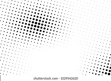 Abstract monochrome halftone pattern. Futuristic panel. Grunge dotted backdrop with circles, dots, point. Design element for web banners, posters, cards, wallpapers, sites. Black and white color