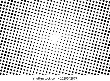 Abstract monochrome halftone pattern. Futuristic panel. Grunge dotted backdrop with circles, dots, point. Design element for web banners, posters, cards, wallpapers, sites. Black and white color