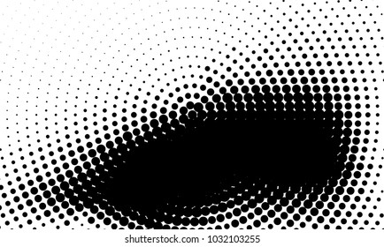 Abstract monochrome halftone pattern. Futuristic panel. Grunge dotted backdrop with circles, dots, point. Design element for web banners, posters, cards, wallpapers, sites. Black and white color