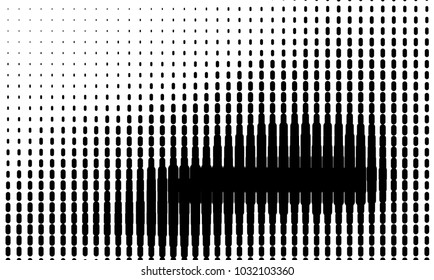 Abstract monochrome halftone pattern. Futuristic panel. Grunge dotted backdrop with circles, dots, point. Design element for web banners, posters, cards, wallpapers, sites. Black and white color