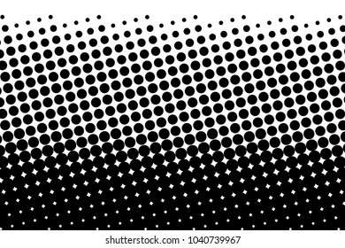 Abstract monochrome halftone pattern. Futuristic panel. Dotted backdrop with circles, dots, point. Design element for web banners, posters, cards, wallpapers, sites. Black and white color