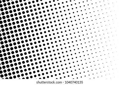 Abstract monochrome halftone pattern. Futuristic panel. Dotted backdrop with circles, dots, point. Design element for web banners, posters, cards, wallpapers, sites. Black and white color