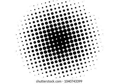Abstract monochrome halftone pattern. Futuristic panel. Dotted backdrop with circles, dots, point. Design element for web banners, posters, cards, wallpapers, sites. Black and white color