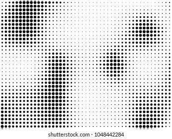 Abstract monochrome halftone pattern. Futuristic panel. Grunge dotted backdrop with circles, dots, point. Design element for web banners, posters, cards, wallpapers, sites. Black and white color