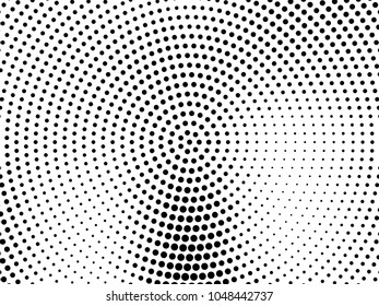 Abstract monochrome halftone pattern. Futuristic panel. Grunge dotted backdrop with circles, dots, point. Design element for web banners, posters, cards, wallpapers, sites. Black and white color