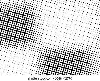 Abstract monochrome halftone pattern. Futuristic panel. Grunge dotted backdrop with circles, dots, point. Design element for web banners, posters, cards, wallpapers, sites. Black and white color